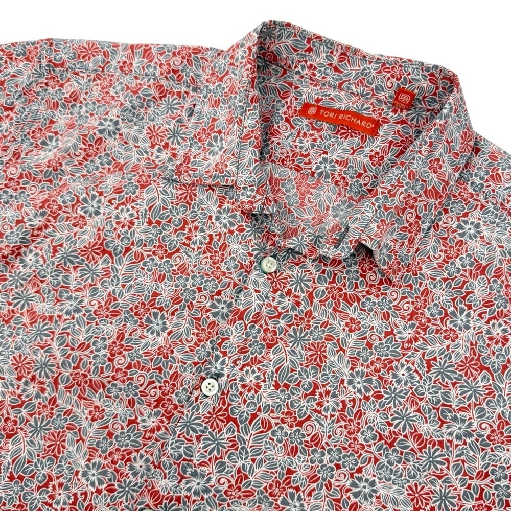 Tori Richard Mens Medium Button Front Shirt Short Sleeve Floral Resortwear Beach